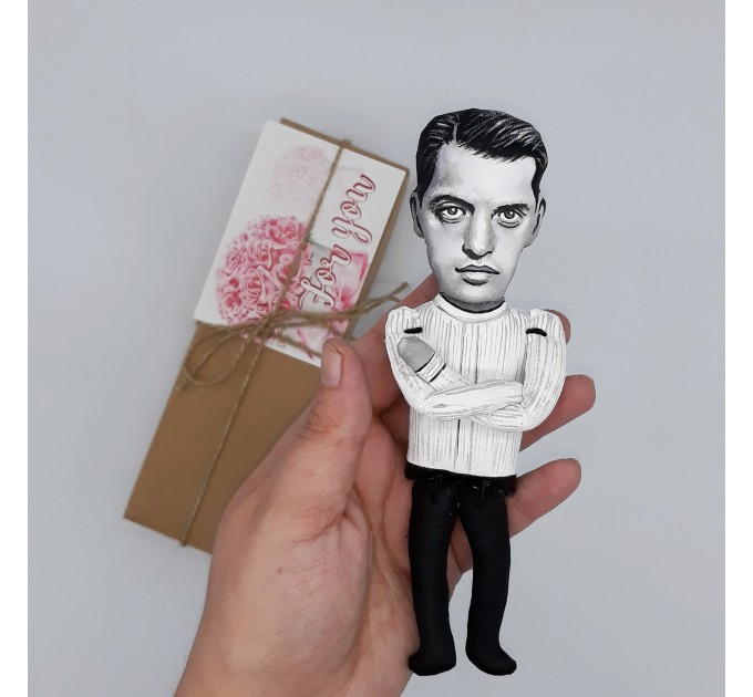 Luis Buñuel miniature doll, Spanish-Mexican filmmaker - a unique collection for smart people - Collectible handmade figurine hand painted