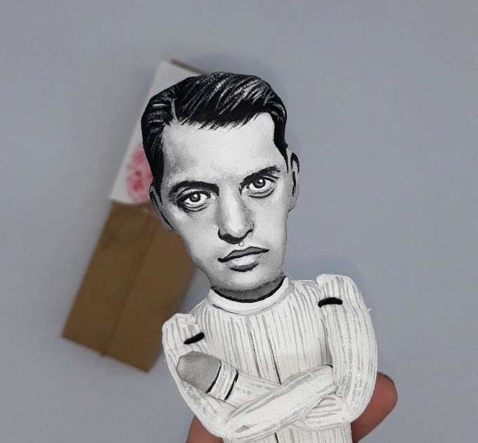 Luis Buñuel miniature doll, Spanish-Mexican filmmaker - a unique collection for smart people - Collectible handmade figurine hand painted