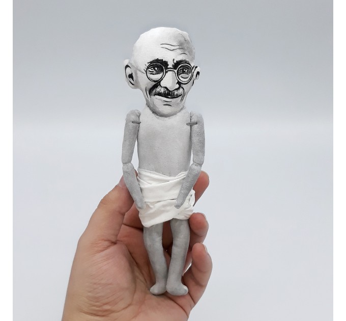 Mahatma Gandhi figurine, Father of the Nation, Indian activist - inspirational people - History Decor - Teacher Gift - Collectible doll hand painted 