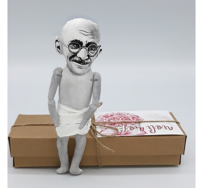 Mahatma Gandhi figurine, Father of the Nation, Indian activist - inspirational people - History Decor - Teacher Gift - Collectible doll hand painted 