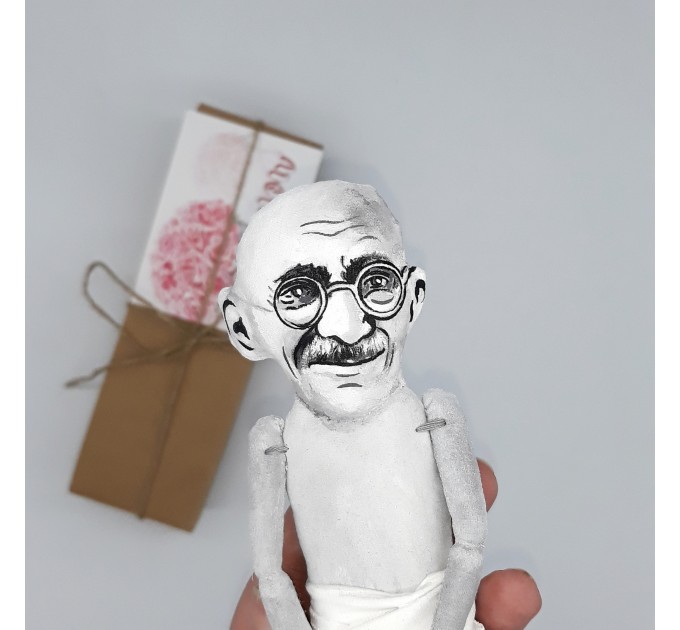 Mahatma Gandhi figurine, Father of the Nation, Indian activist - inspirational people - History Decor - Teacher Gift - Collectible doll hand painted 