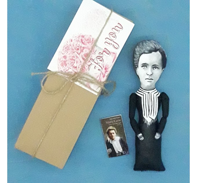 MARIE CURIE women scientist action figure 1:12, physicist and chemist, Nobel Prize, feminist icon, inspirational Women in Science - a unique collection for smart people, Science teacher gift - Collectible scientist finger puppet hand painted