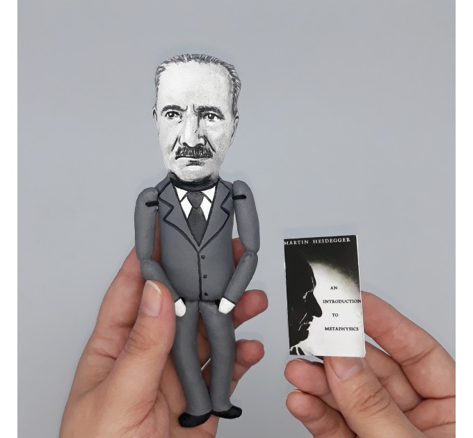 Martin Heidegger German philosopher, thinker - Philosophy Professor Gift - doll hand painted + Miniature Book