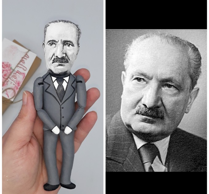 Martin Heidegger German philosopher, thinker - Philosophy Professor Gift - doll hand painted + Miniature Book