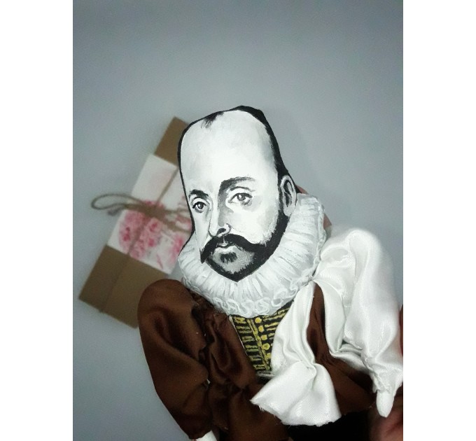 Michel de Montaigne philosopher of the French Renaissance -  a unique collection for smart people  - literary gifts for book lovers - Collectible literary action figure 1:12 hand painted + Miniature Book