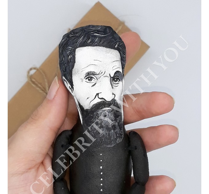 Michelangelo Italian sculptor painter Renaissance - Gift for Painter - Art teacher gift - Collectible miniature cloth doll, hand painted