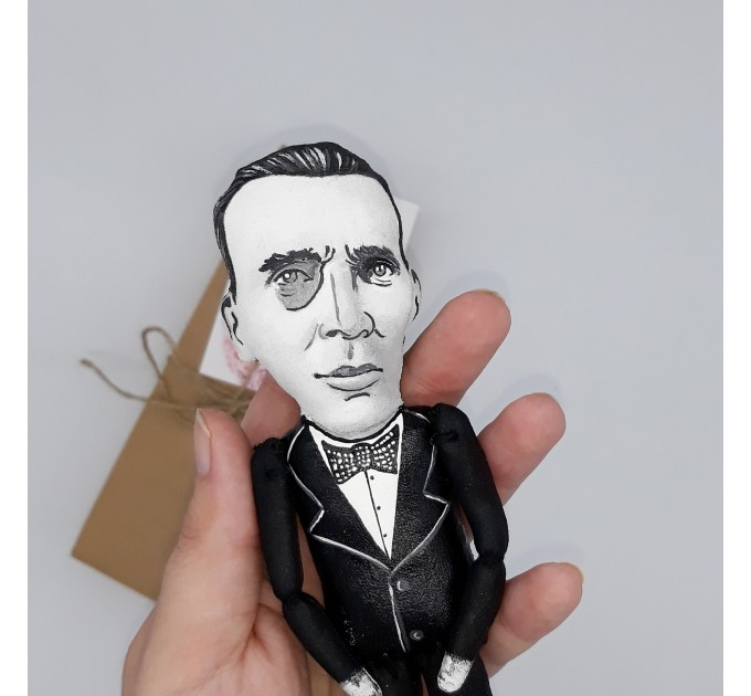 Mikhail Bulgakov writer figure, Literary Gift for Reader! Collectible doll + miniature book