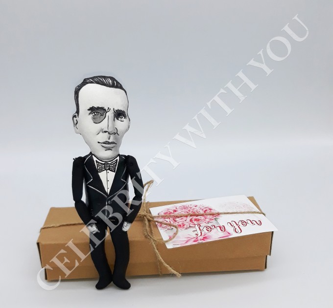 Mikhail Bulgakov Russian writer, author novel The Master and Margarita - Bookshelf decor - Literary Gift for Reader - Collectible doll + miniature book