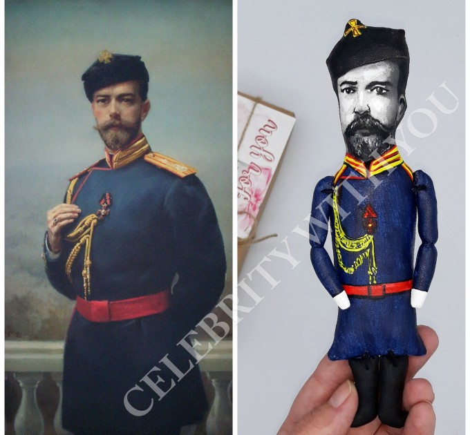 Nicholas II Russian Emperor, Romanovs - history teacher gift - Collectible cloth doll hand painted