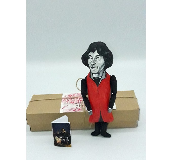 Nicolaus Copernicus scientist action figure 1:12 - Renaissance -era mathematician, famous astronomer -   Science teacher gift - Collectible scientist doll hand painted + Miniature Book