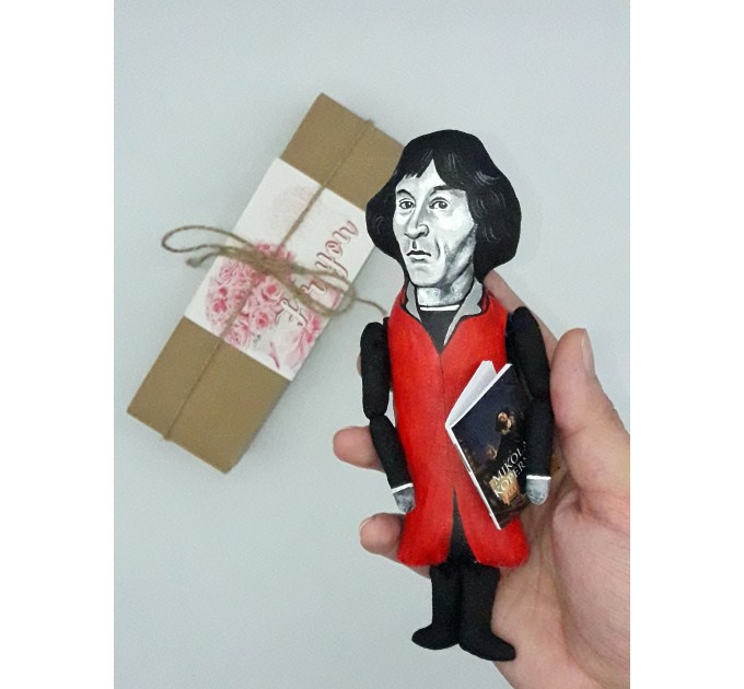 Nicolaus Copernicus scientist action figure 1:12 - Renaissance -era mathematician, famous astronomer -   Science teacher gift - Collectible scientist doll hand painted + Miniature Book