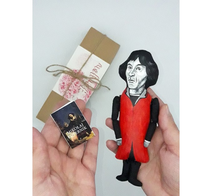 Nicolaus Copernicus scientist action figure 1:12 - Renaissance -era mathematician, famous astronomer -   Science teacher gift - Collectible scientist doll hand painted + Miniature Book