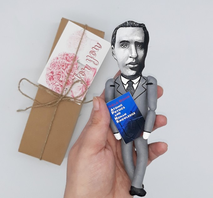 Niels Bohr figurine, physicist Nobel Prize, quantum theory scientist, history of science - Science Teacher gift, gift for co worker scientist - Collectible doll hand painted