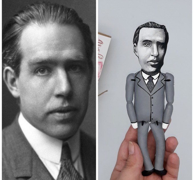 Niels Bohr figurine, physicist Nobel Prize, quantum theory scientist, history of science - Science Teacher gift, gift for co worker scientist - Collectible doll hand painted