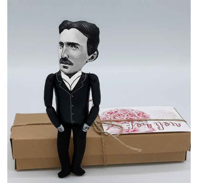 Nikola Tesla figurine - Mechanic Engineer Gift - Collectible doll 