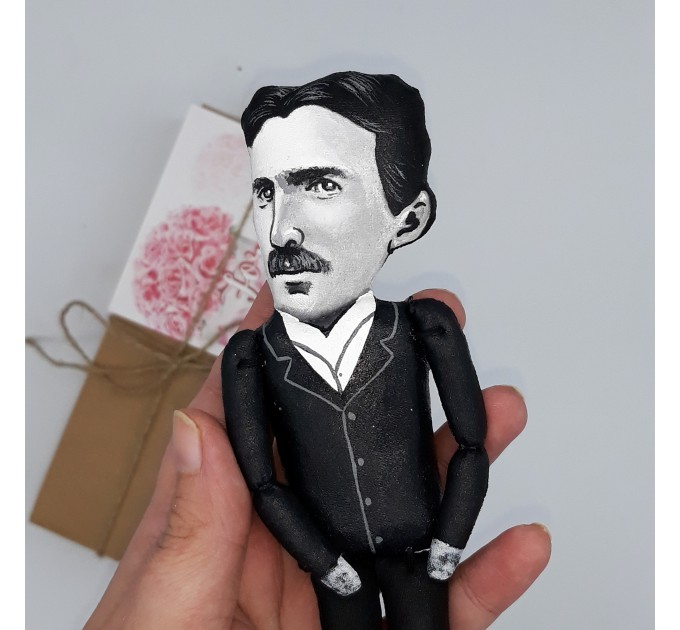 famous inventor figurine - Mechanic Engineer Gift - Collectible doll hand painted + Miniature Book