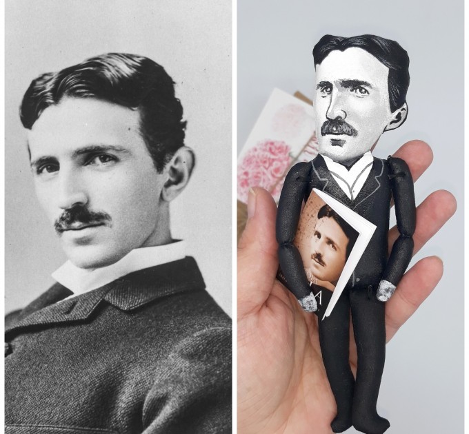 famous inventor figurine - Mechanic Engineer Gift - Collectible doll hand painted + Miniature Book