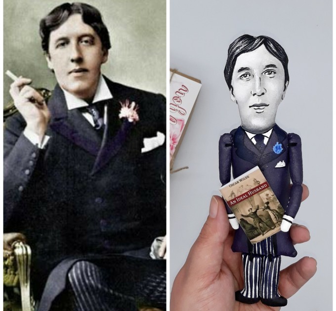 Oscar Wilde action figures 1:12, poet, writer, dandy, author The Picture of Dorian Gray - Literary Gift - collectible doll + Miniature Book