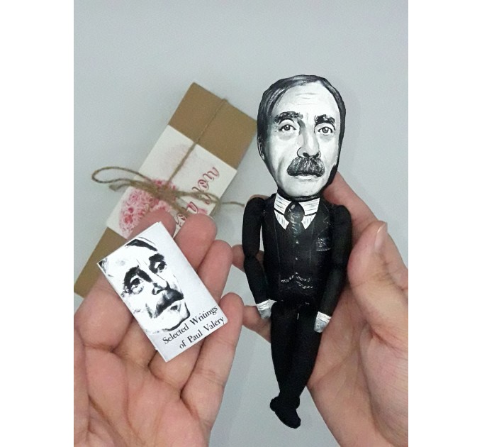 Paul Valéry French literary action figures 1:12 - poet, essayist, philosopher - a unique collection for smart people - Gifts for Readers & Writers - Collectible philosopher doll hand painted + Miniature Book