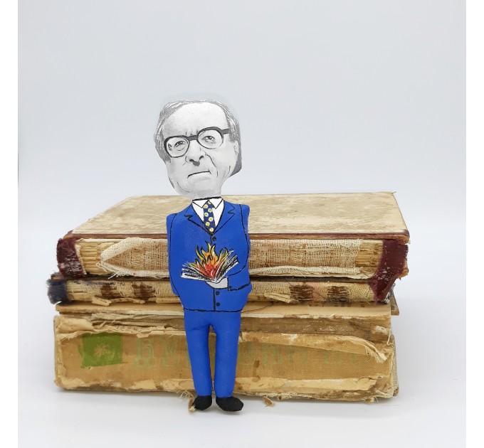 Ray Bradbury science fiction writer figurine, Book lover gift! Collectible doll