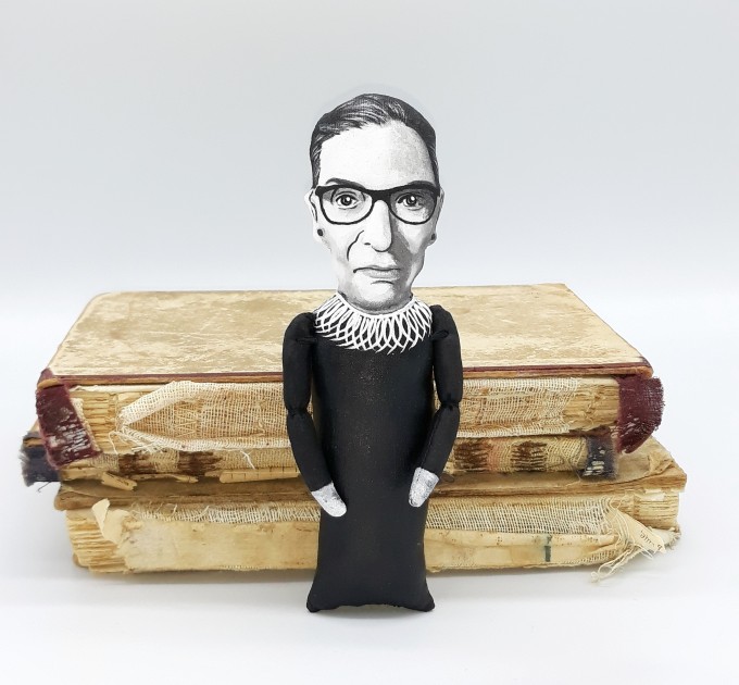 Ruth Bader Ginsburg, Notorious rbg feminist doll - American lawyer and jurist - Collectible cloth doll hand painted
