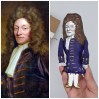 Sir Christopher Wren English scientist, architect, anatomist, astronomer, geometer, and mathematician-physicist - a unique collection for smart people, - Collectible scientist doll hand painted + miniature book