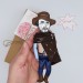 Cowboy figurines collectibles - Cult Classic 60's, Sergio Morricone - Set of 3 collectible dolls hand painted