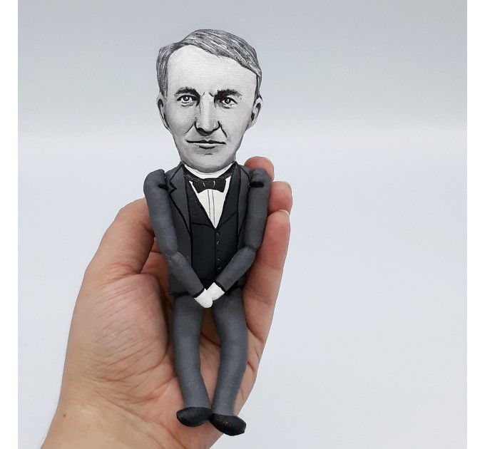 famous American Inventor, electrical engineer - Science Teacher Gift - Electrician gift - Collectible doll + Miniature Book