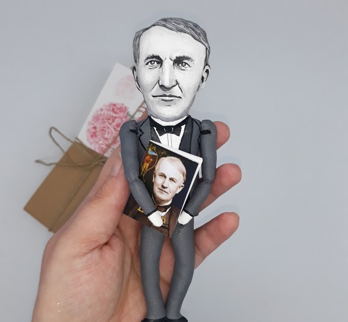 famous American Inventor, electrical engineer - Science Teacher Gift - Electrician gift - Collectible doll + Miniature Book