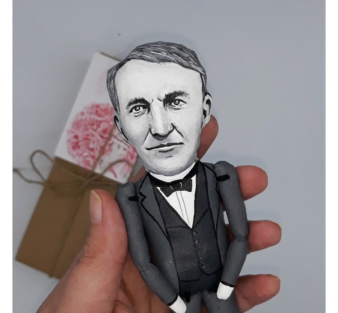 famous American Inventor, electrical engineer - Science Teacher Gift - Electrician gift - Collectible doll + Miniature Book