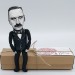 Thomas Mann German literary action figure 1:12, novelist, short story writer, social critic, essayist Nobel Prize - Book lover decor, bibliophile gift - Collectible handmade finger puppet hand painted + Miniature Books