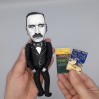 Thomas Mann German literary action figure 1:12, novelist, short story writer, social critic, essayist Nobel Prize - Book lover decor, bibliophile gift - Collectible handmade finger puppet hand painted + Miniature Books