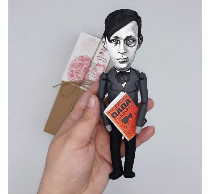 Tristan Tzara Romanian and French avant-garde poet, essayist and performance artist - Gift for Painter, Art teacher gift - Collectible famous artist doll hand painted 