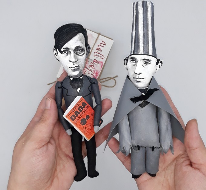 Tristan Tzara Romanian and French avant-garde poet, essayist and performance artist - Gift for Painter, Art teacher gift - Collectible famous artist doll hand painted 