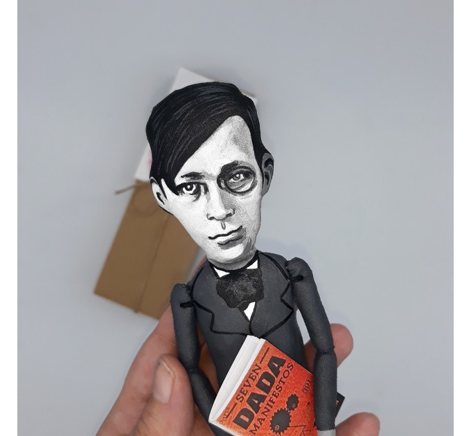 Tristan Tzara Romanian and French avant-garde poet, essayist and performance artist - Gift for Painter, Art teacher gift - Collectible famous artist doll hand painted 