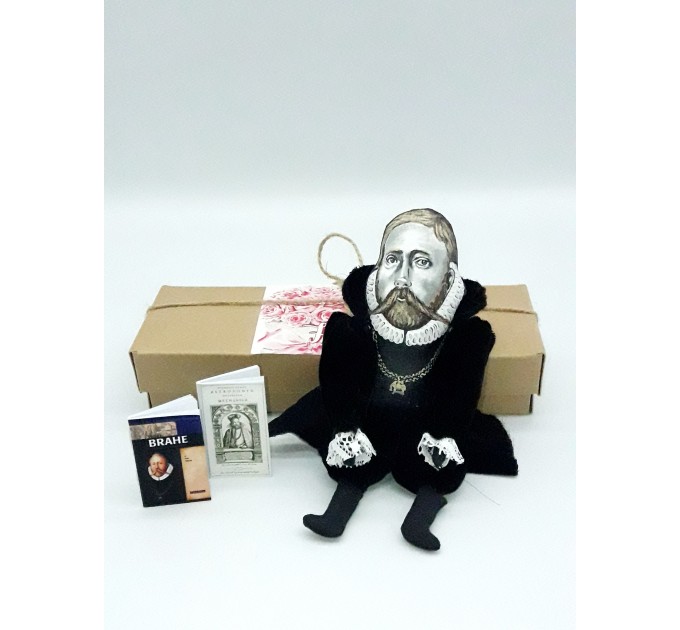 Tycho Brahe scientist, astronomer, astrologer, alchemist - a unique collection for smart people, science teacher gift - Collectible scientist action figure 1:12 hand painted + Miniature Books