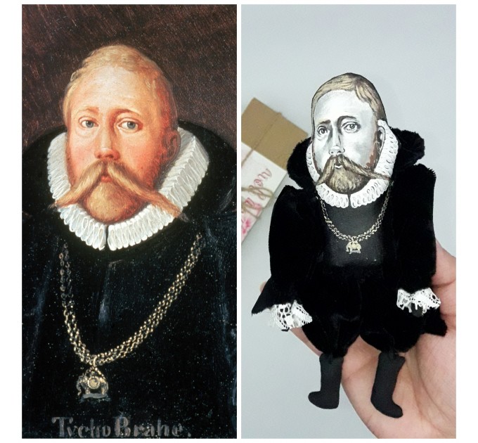 Tycho Brahe scientist, astronomer, astrologer, alchemist - a unique collection for smart people, science teacher gift - Collectible scientist action figure 1:12 hand painted + Miniature Books