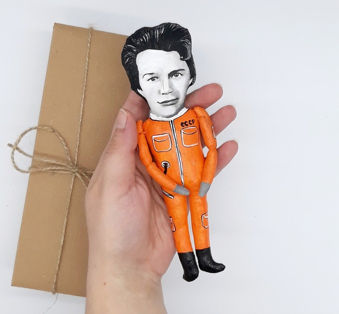 Valentina Tereshkova doll, Soviet Astronaut, Women in Science - handmade miniature cloth doll hand painted