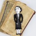 Virginia Woolf women feminist, author Mrs Dalloway - Bookworm gift - book shelf decoration - cloth doll hand painted + Miniature Book