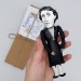 Virginia Woolf women feminist, author Mrs Dalloway - Bookworm gift - book shelf decoration - cloth doll hand painted + Miniature Book