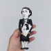 Virginia Woolf women feminist, author Mrs Dalloway - Bookworm gift - book shelf decoration - cloth doll hand painted + Miniature Book