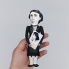 Virginia Woolf women feminist, author Mrs Dalloway - Bookworm gift - book shelf decoration - cloth doll hand painted + Miniature Book