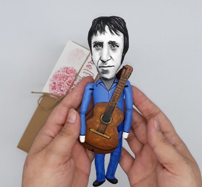 Vladimir Vysotsky Russian poet, actor, singer - Gift for musician, Music gift idea - gift for music teacher - collectible doll hand painted