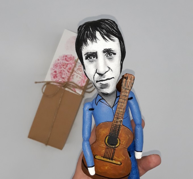 Vladimir Vysotsky Russian poet, actor, singer - Gift for musician, Music gift idea - gift for music teacher - collectible doll hand painted