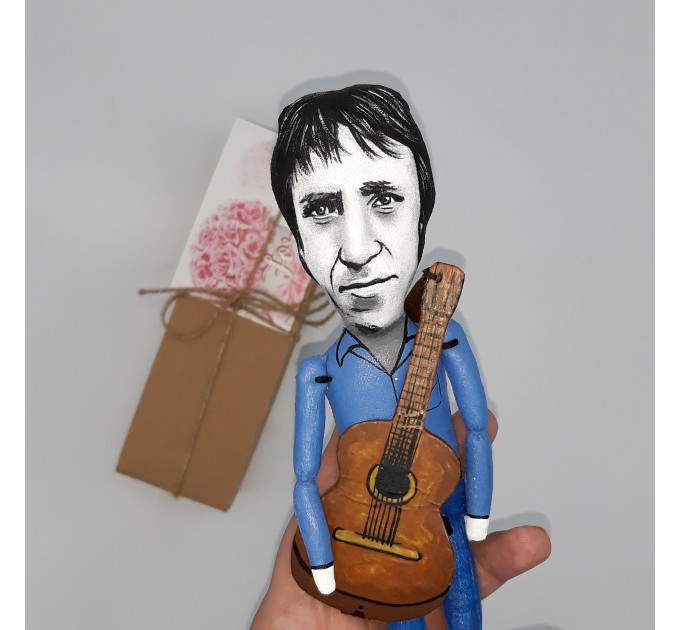 Vladimir Vysotsky Russian poet, actor, singer - Gift for musician, Music gift idea - gift for music teacher - collectible doll hand painted