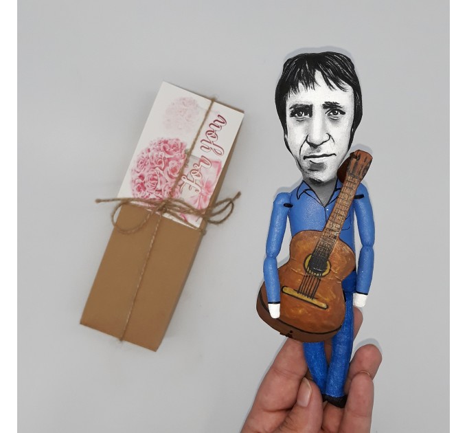 Vladimir Vysotsky Russian poet, actor, singer - Gift for musician, Music gift idea - gift for music teacher - collectible doll hand painted