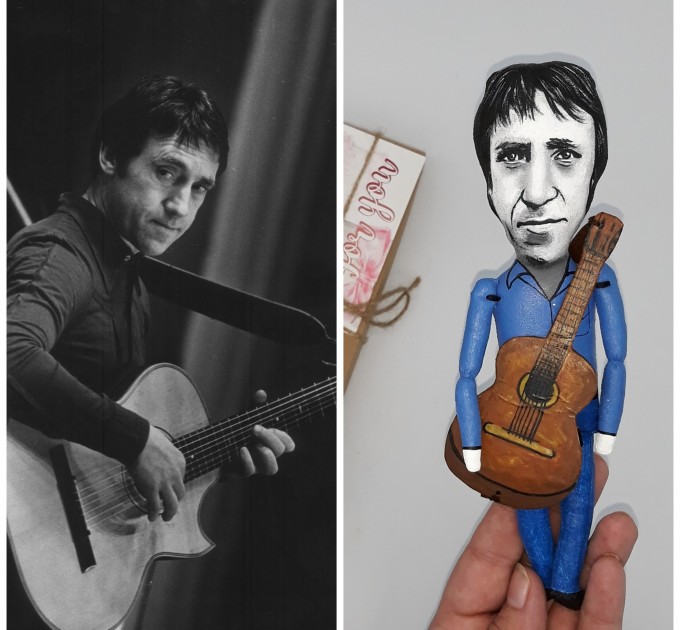 Vladimir Vysotsky Russian poet, actor, singer - Gift for musician, Music gift idea - gift for music teacher - collectible doll hand painted