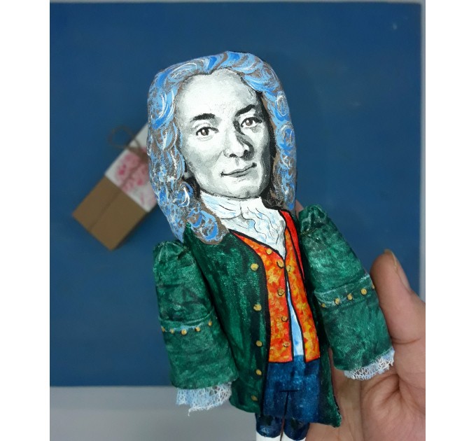 Voltaire French Enlightenment writer, historian, philosopher action figure 1:12 - Literary Gift for Readers & Writers, booklover gift - Collectible little thinker doll + Miniature Book