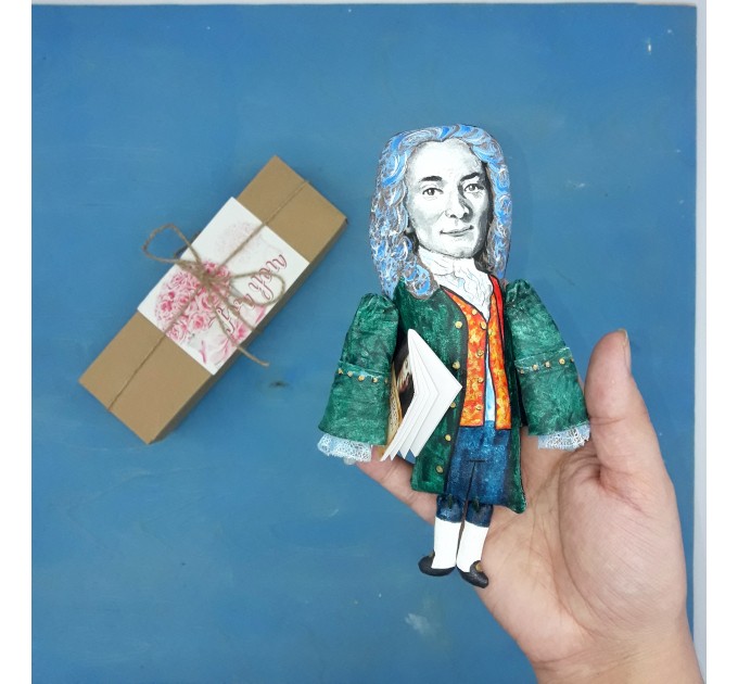 Voltaire French Enlightenment writer, historian, philosopher action figure 1:12 - Literary Gift for Readers & Writers, booklover gift - Collectible little thinker doll + Miniature Book