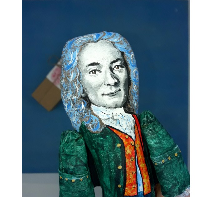 Voltaire French Enlightenment writer, historian, philosopher action figure 1:12 - Literary Gift for Readers & Writers, booklover gift - Collectible little thinker doll + Miniature Book